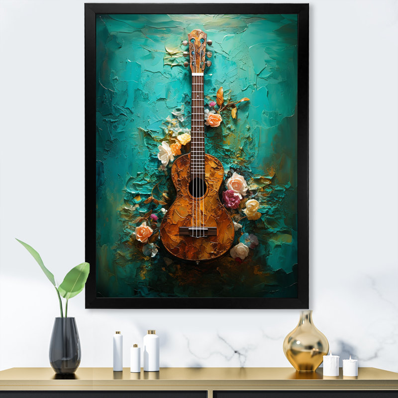 Guitare tropicale euphonique, Cadre simple noir, H 44 po x l 34 po x P 1,5 po