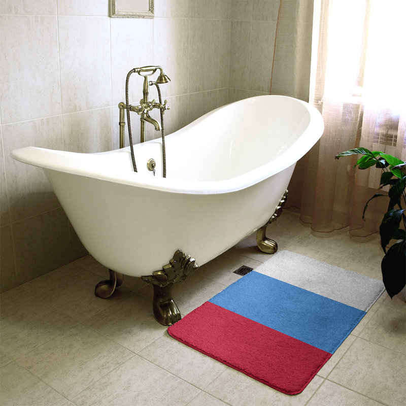 Tapis pour salle de bain Tennessee, l 17 po x L 24 po, Bonbon / bleu maya / blanc cassé