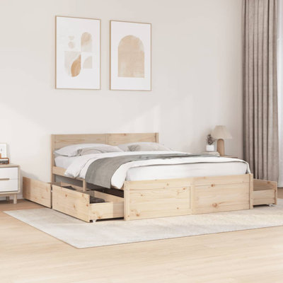 Losurdo Solid Wood Drawers Bed Frame