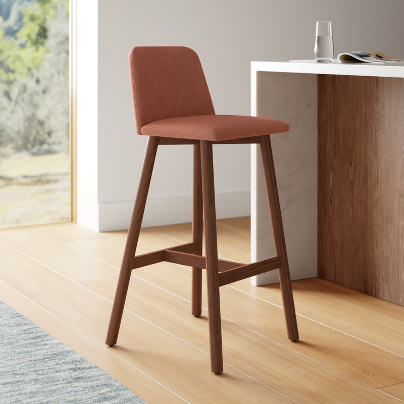 Chip Stool, Walnut, Bar Stool (31" Seat Height), Toohey Navy Plainweave