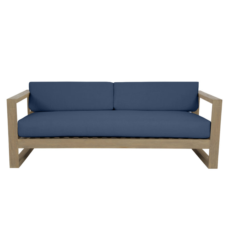 Coastal Teak Patio Sofa with Sunbrella Cushions, Spectrum Indigo Sunbrella®