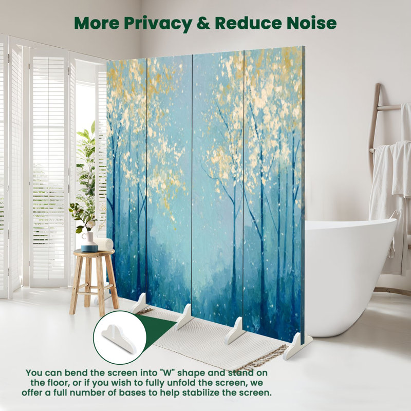 Cloison pliante 4 panneaux paravent Royal Teal, 4, 71" H x 64" W x 1" D