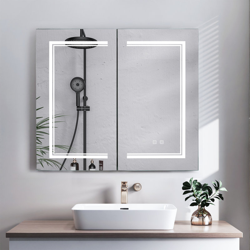 Miroir de salle de bain Cashanda, Blanc