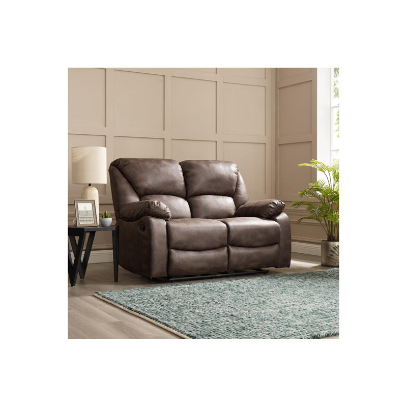 Rivka 2 Seater Faux Leather Reclining Sofa, Brown