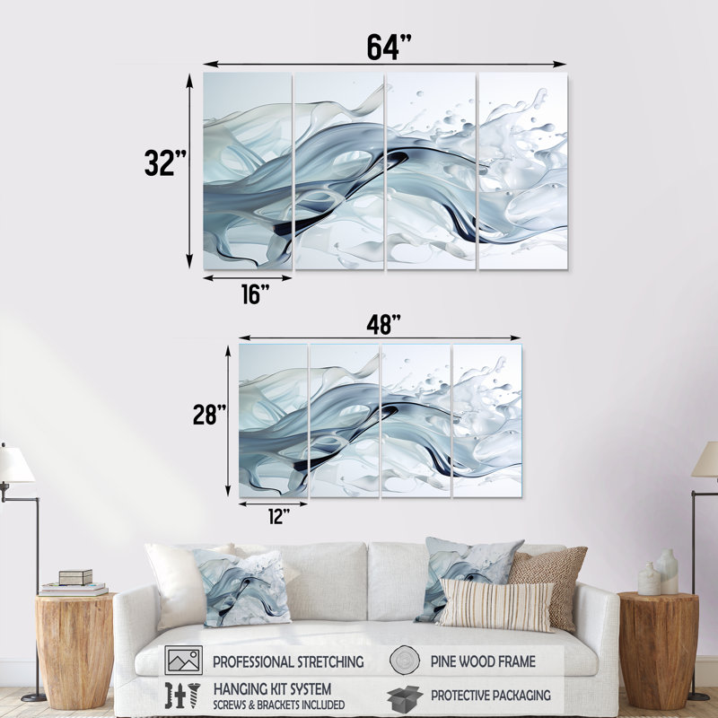 «Liquide source Innocence», art mural sur toile 4 pièces, H 28 po x l 48 po