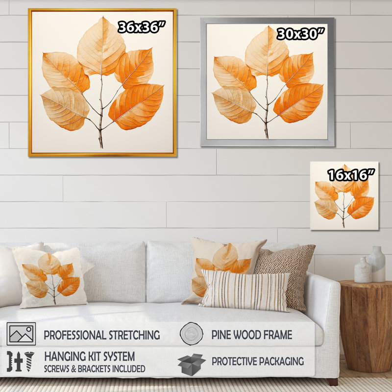 Feuillage orange translucide, Toile tendue, H 36 po x l 36 po x P 1,5 po