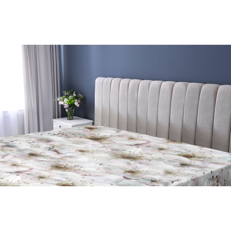 Drap-housse Ambesonne, Drap-housse de taille simple, Vert, brun, coquille d'œuf pâle / floral