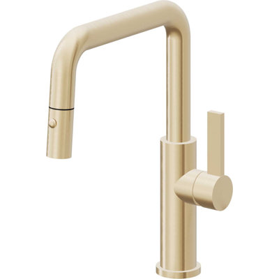 Corsano Contemporary Pull Down Kitchen Faucet with Button Sprayer Quad Spout and FB Series Handle