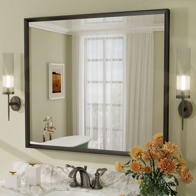 Amara Tempered Glass and Aluminum Alloy Framed French Cleat Mounted Wall Mirror