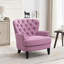 Élégante chaise rembourrée avec garniture cloutée, pieds solides en bois massif, dossier incurvé relaxant, rose, pour différentes fonctions prédites Caractéristique de style rétro, confortable, toutes les exigences