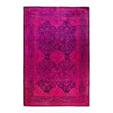 Tapis unique noué à la main Fine Vibrance - rose, 4 pi 2 po x 6 pi 3 po