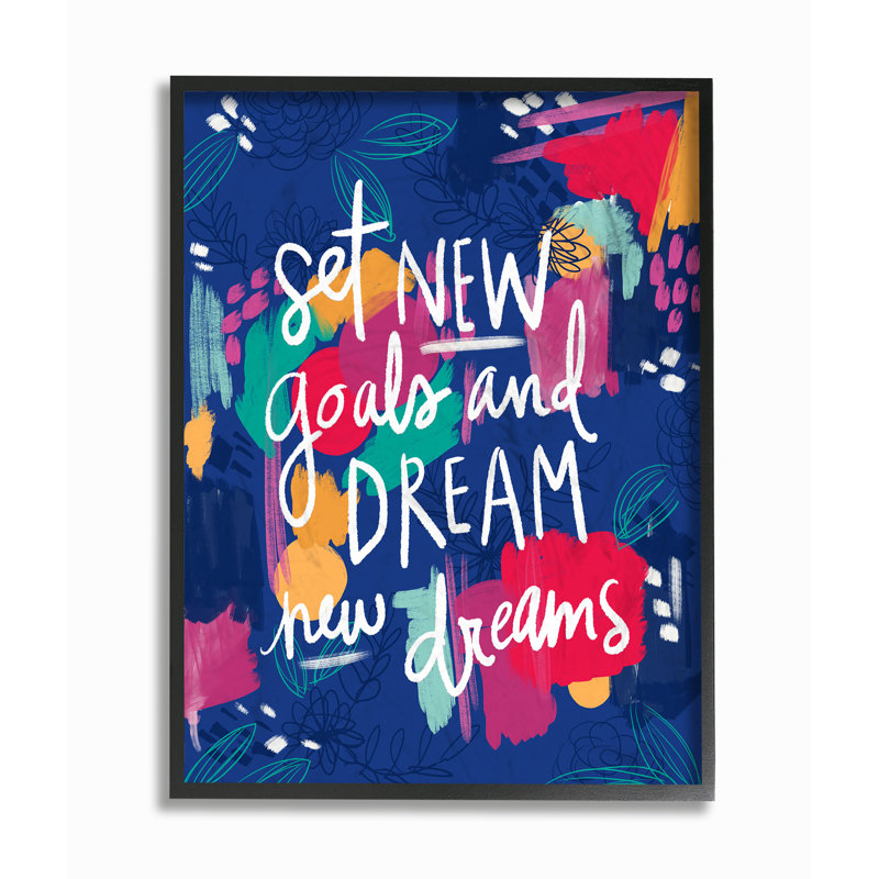 «New Goals Painted Inspirational» par Pen + Paint - reproduction d'art textuel sur toile, H 20 po x l 16 po x P 1,5 po