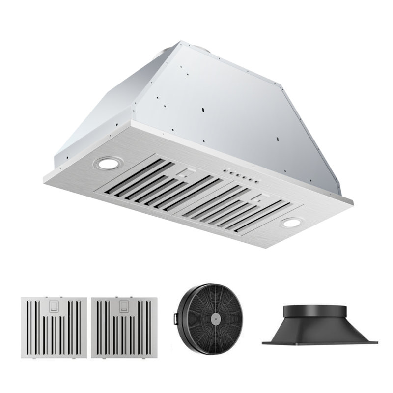 30-Inch 900 CFM Convertible Insert Range Hood with 4-Speed Button Control,Low Noise,Lights in Stainless Steel