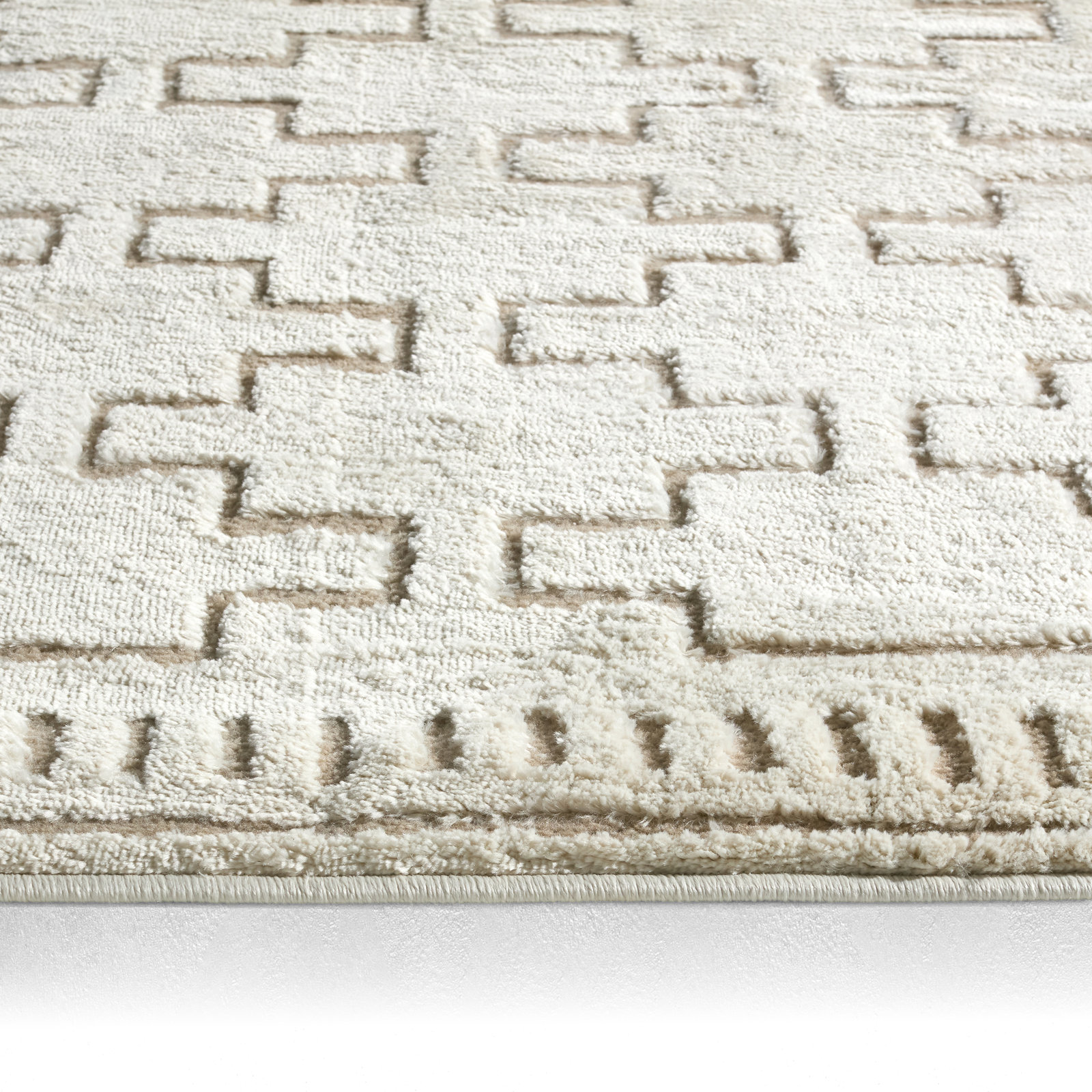 Meret Ivory Beige Trellis Rug, Rectangle 7'6" x 10'