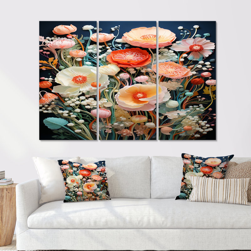 Casavant - Fleurs sauvages, ensemble d'art mural, Toile tendue, H 32 po x l 48 po x P 1 po