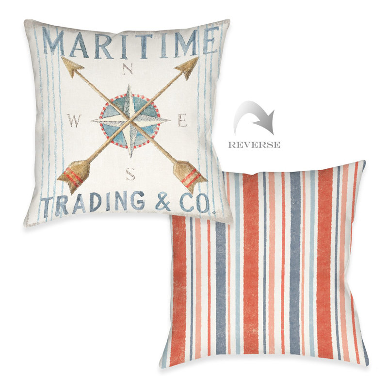 Maritime Compass Outdoor Throw Pillow
