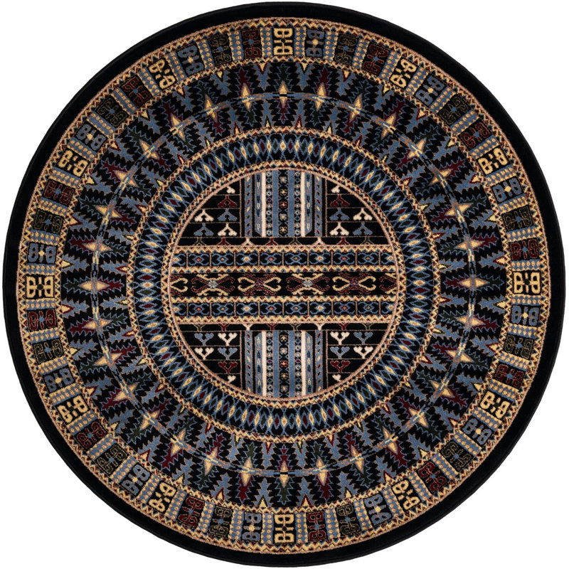 Tapis noir Aucun, Rond 5 pi 3 po