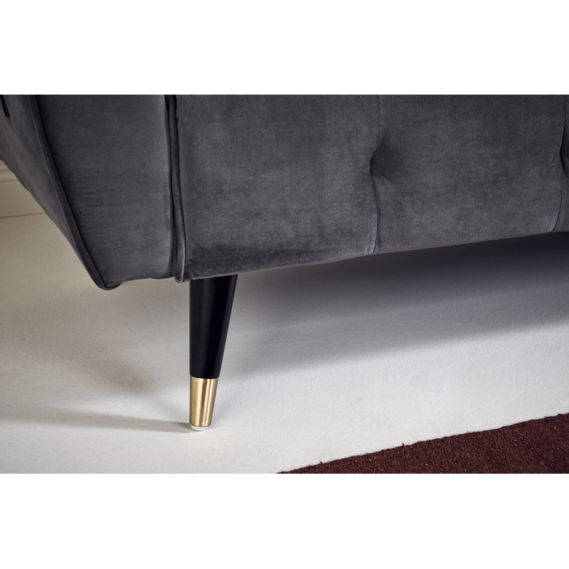 83.86" Wide Reversible Sleeper Sofa & Chaise with Ottoman, Platinum Gray Velvet