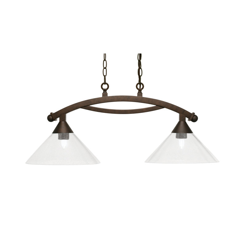 Luminaire pour îlot 2 lumières Bow, H 13,75 po x l 32,75 po x P 12 po, Noir / transparent, Cuivre noir