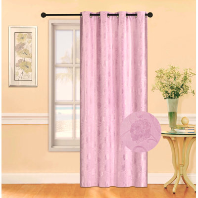 Panneau floral anneaux occultant - rose