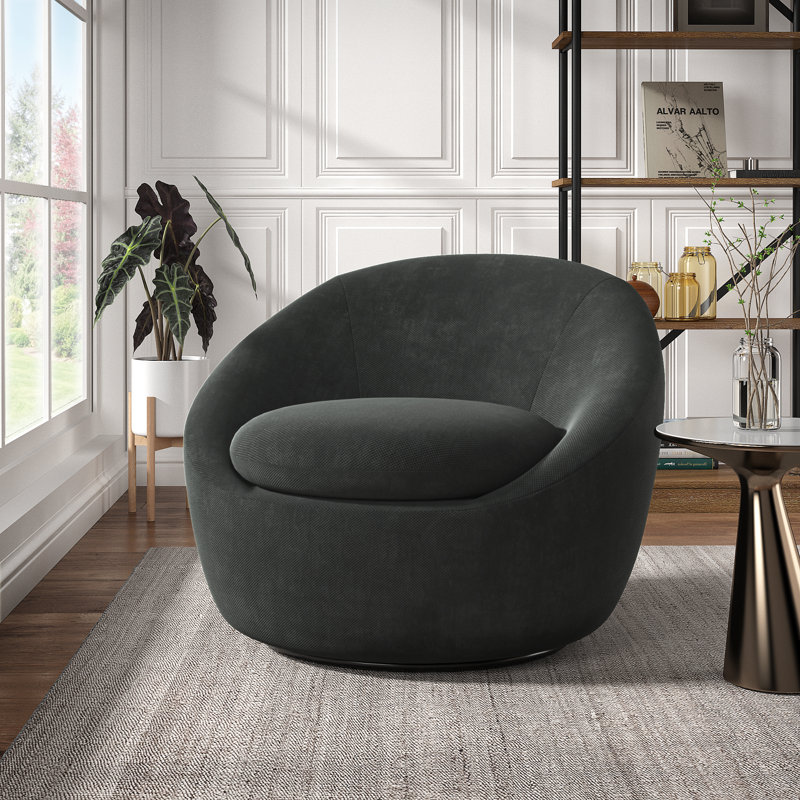 Fauteuil d'appoint pivotant en chenille Norell, Noir