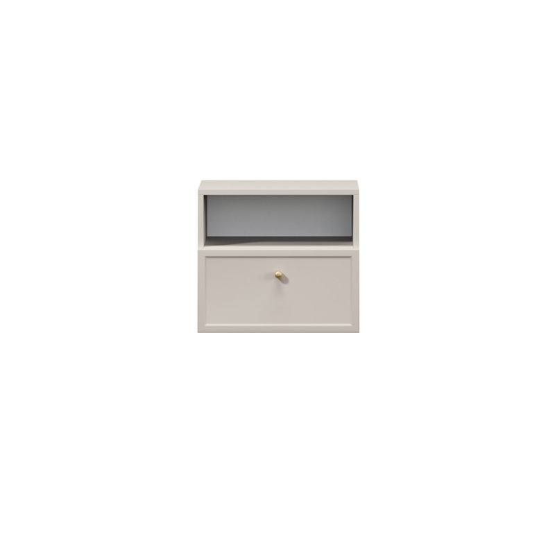 Bagga 45cm W Manufactured Wood Bedside Table, Cream/Beige/Gold