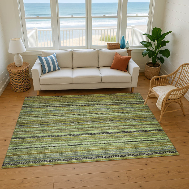 Premium Machine Washable Baford AMF1654 Stripes Rug, Rectangle 8' x 10'