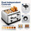 Grille-pain professionnel à 4 tranches, acier inoxydable, 1800 W