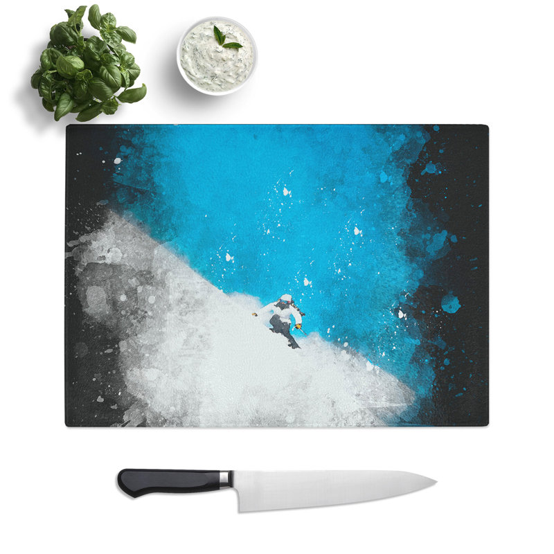 Skiing Vol.1 Paint Splash Chopping Board, 20cm W x 28.5cm L