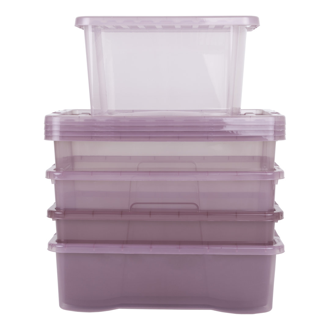 Wham Crystal Stackable Plastic Orchid Storage Box with Lid - 5 Piece Set - Image 4