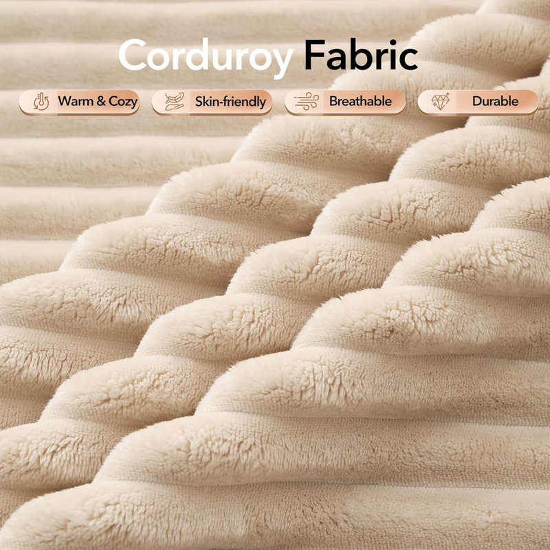 Canapé modulaire 108 po Cloud, siège en L avec assise profonde, velours côtelé, méridienne droite beige, Retour à droite