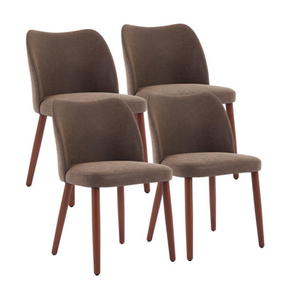 Ensemble de 4 chaises de salle à manger de style Mid-Century, rembourrées avec pieds en bois, chaises de cuisine avec structure en bois franc