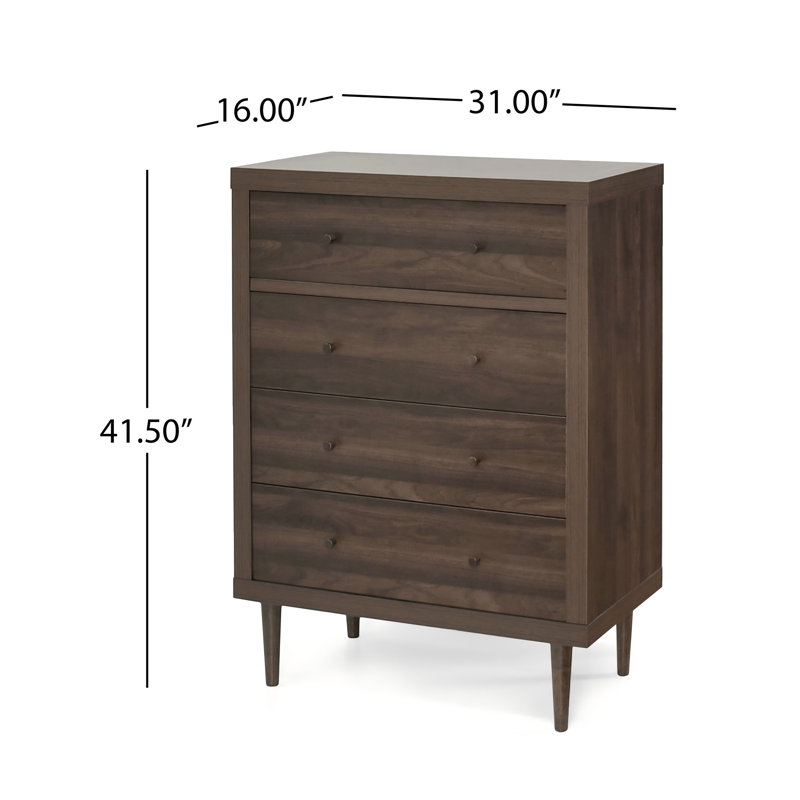 Commode 4 tiroirs Calica, Noyer