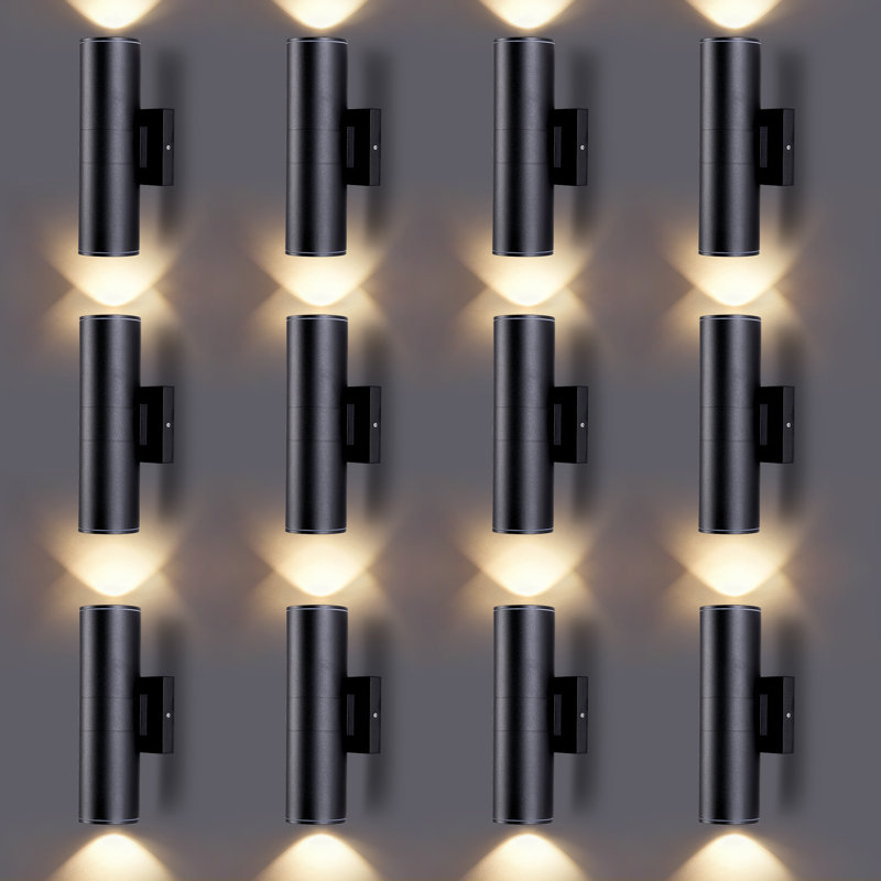Black Cylinder Outdoor Wall Light Waterproof Aluminum - 12 Pack, Set of 12