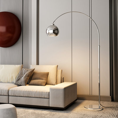 75 inch modern arched floor lamp with metal lampshade and weighted marble base
