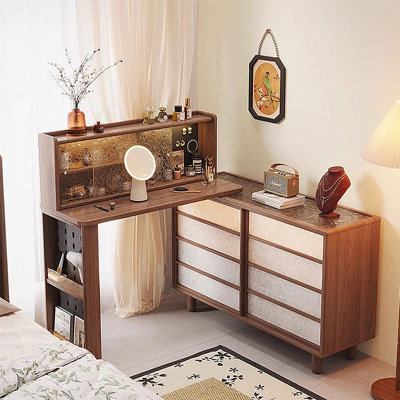Table de maquillage extensible en bois massif