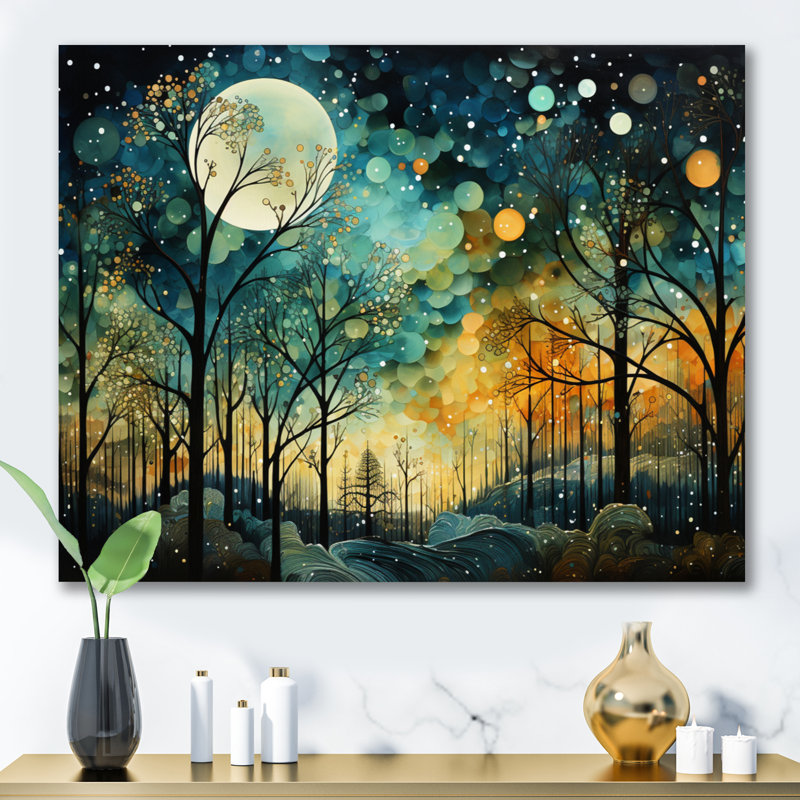 «Enchanted Forest - Abstract Collages», art mural, Toile tendue, H 16 po x l 32 po, Sans cadre