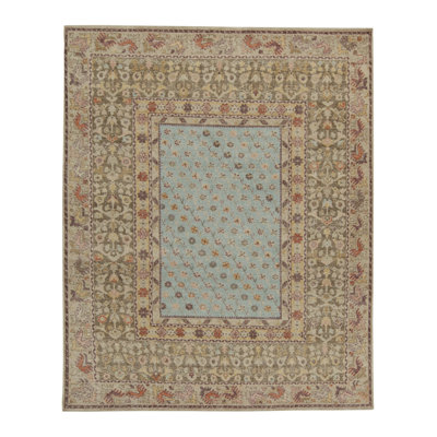 Distressed Homage Hand Knotted Wool Floral Area Rug