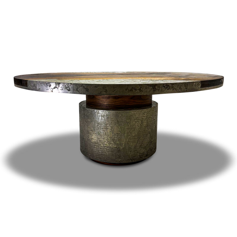 Eleadora Round Walnut Wood Dining Table, 29.5"H x 83.9"L x 83.9"W