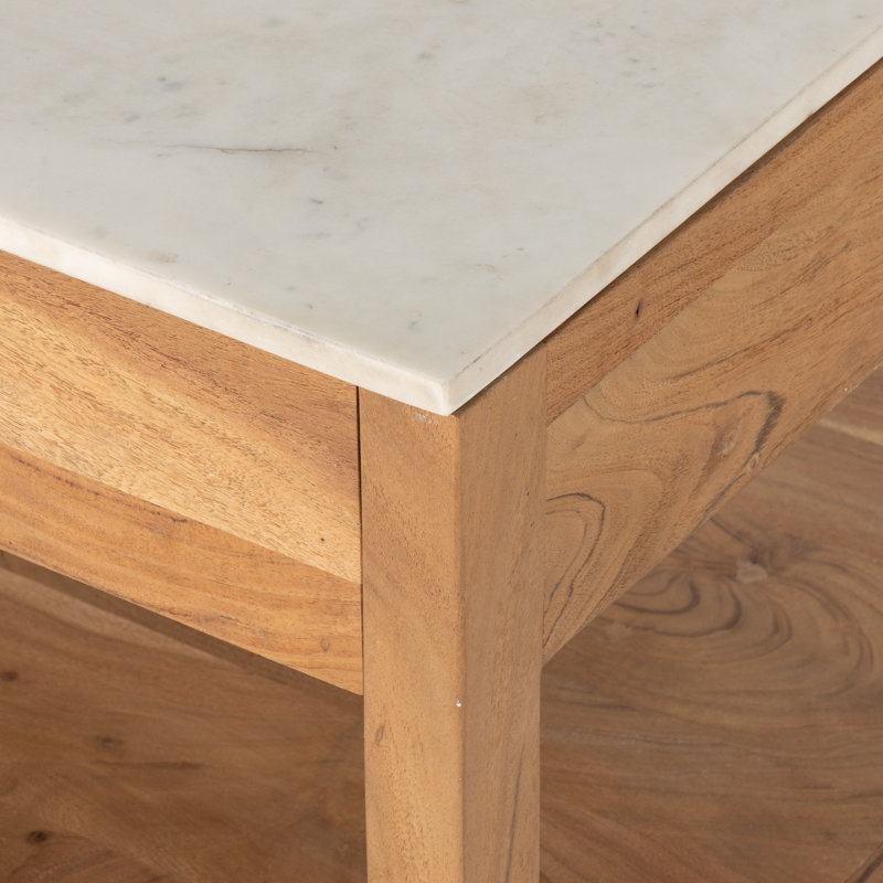 Indira Small Kitchen Island Prep Table, Smoked Acacia