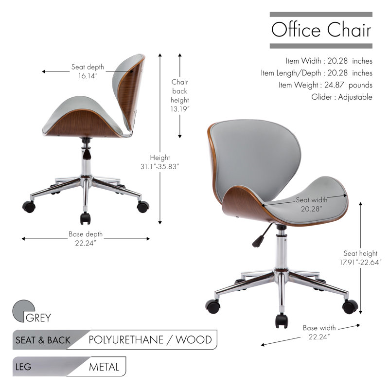 Trombetta Office Chair, Grey