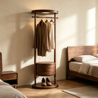 Round Freestanding Ash Wood Coat Rack
