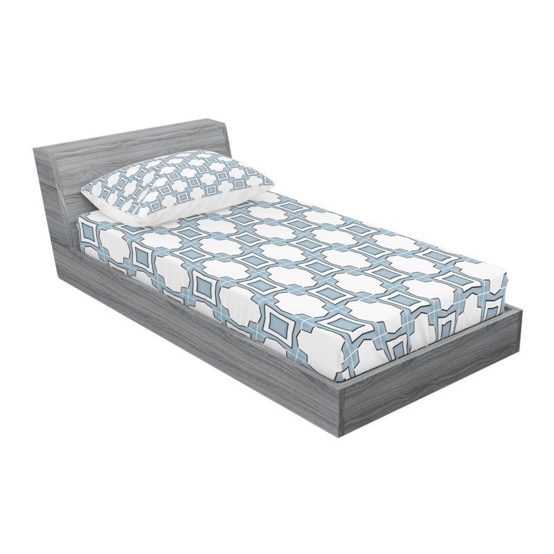 Microfiber Geometric Sheet Set, Twin Sheet Set with Fitted Sheet