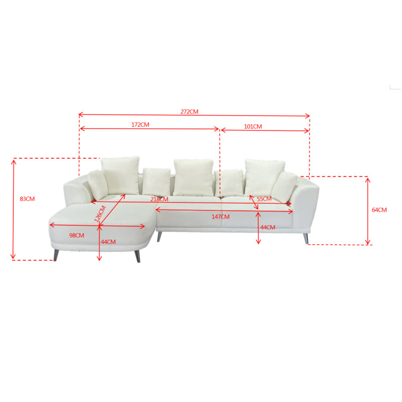 3 Seater Sofa Bed, Beige, Right Hand Facing