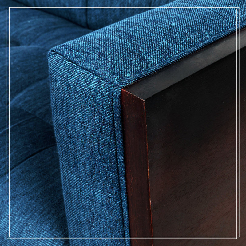 Davidjoe 89.75" Square Arm Sofa, Accent Sofa, Navy Blue Fabric