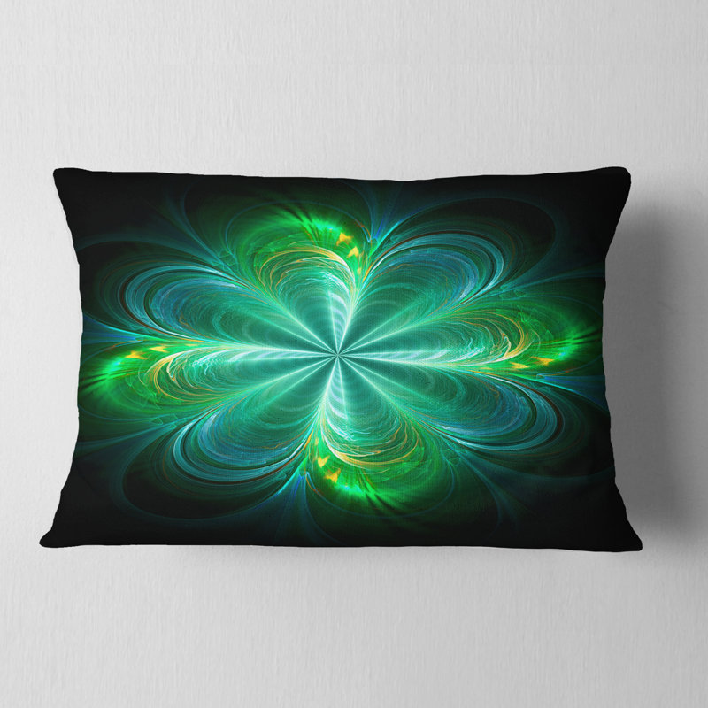Green Fractal Flower Blooming - Coussin imprimé floral