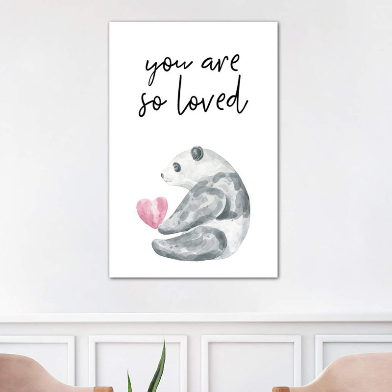 You Are So Loved Panda Watercolour - Wrapped Canvas Print, 101.6 cm H x 66.04 cm W x 3.175 cm D