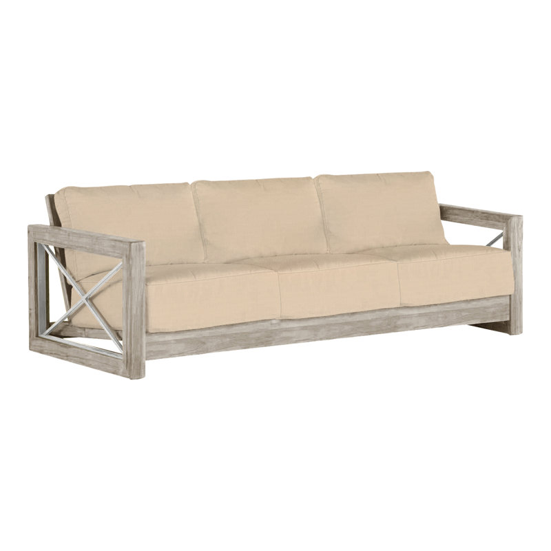 Canapé d'extérieur en teck Malta Malta, Teck huître / acier inoxydable brossé, Perigold ‑ plage Ishi