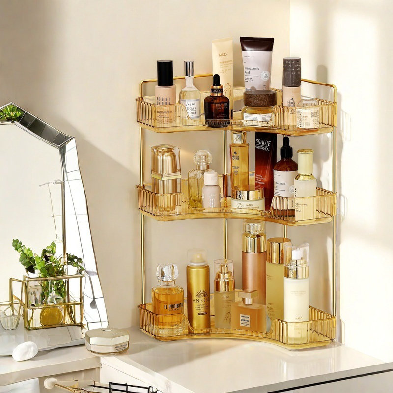 Everly Quinn Corner Bathroom Counter Organizer Shelf Makeup Organizer for Vanity Perfume ...