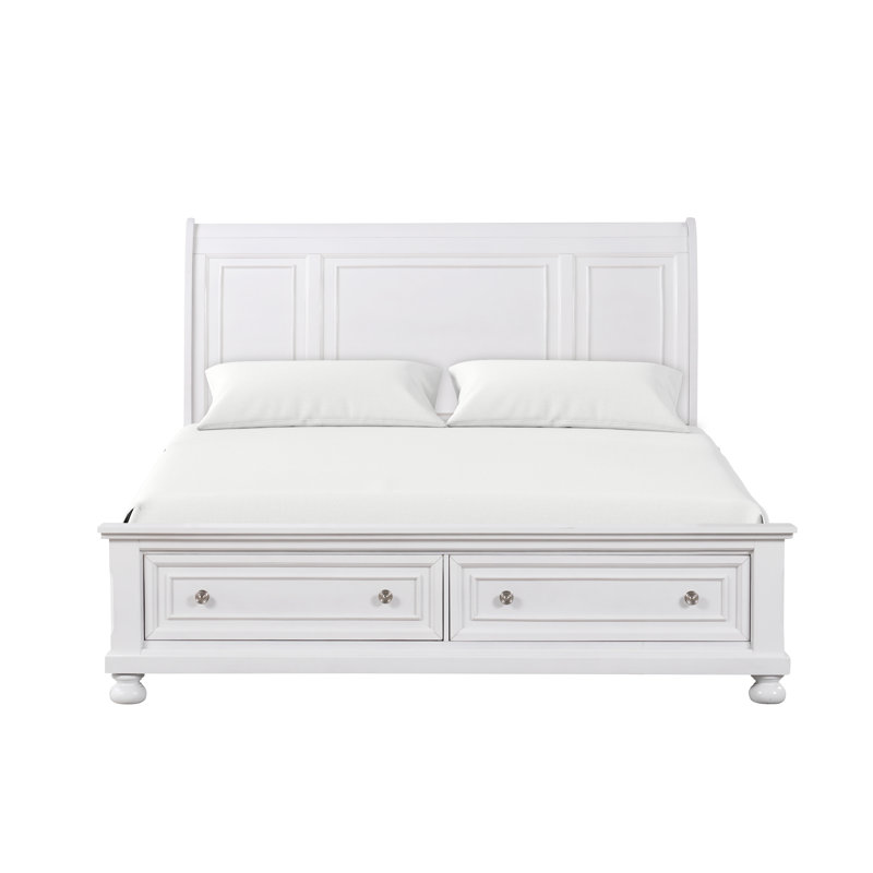 Tudor Sleigh Storage Bed, White, Full / Double